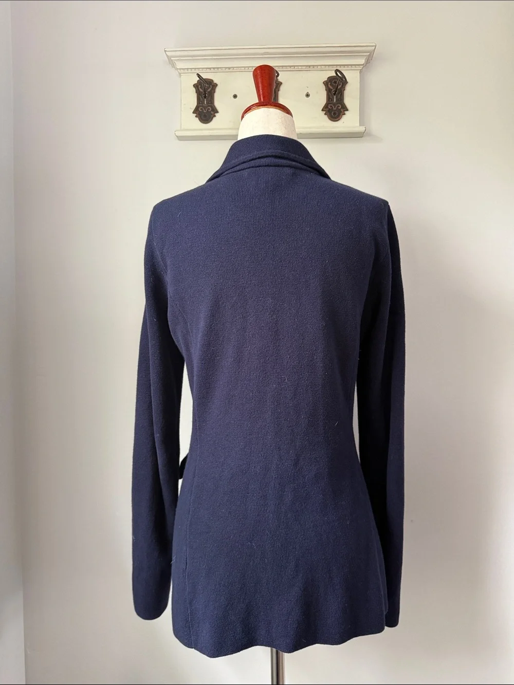 Ralph Lauren Navy Blazer with Gold-Tone Buttons Cotton Classic Sweater Jacket